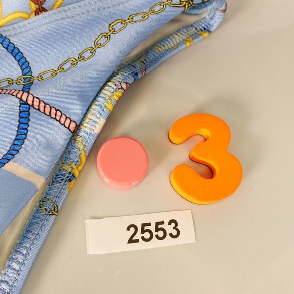 Suboo Swimsuit Womens XS Bikini Bottom High Waisted Blue Chain Contour Stretch - Picture 11 of 11